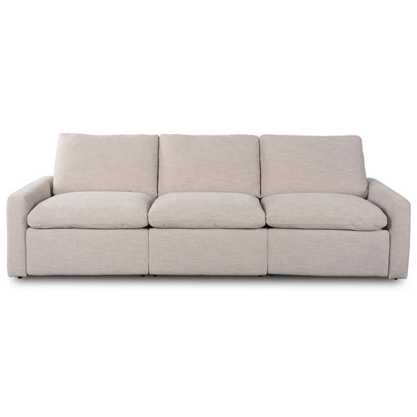 Sofa tapicerowana o harmonijnych proporcjach z naturalnym charakterem w odcieniu bieli