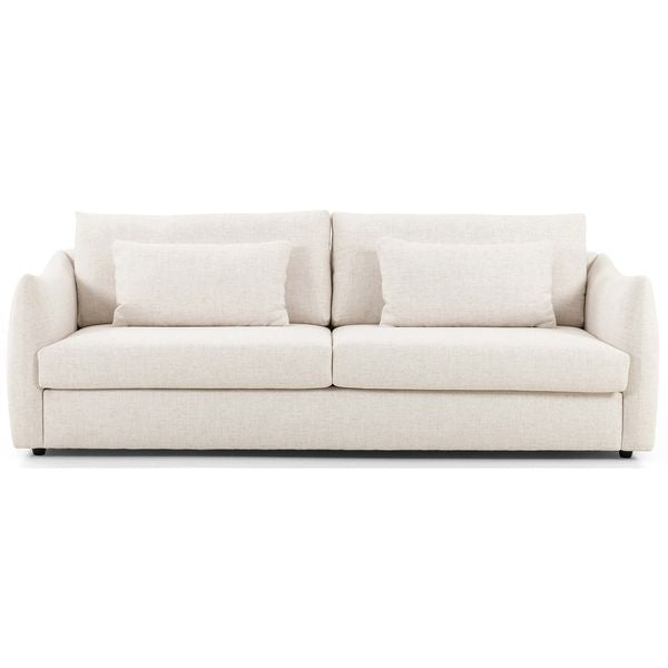 Sofa tapicerowana o harmonijnych proporcjach z harmonijnym wykonczeniem w odcieniu bieli