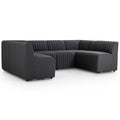 Sofa narozna o lekkiej bryle z miekka linia w odcieniu czerni