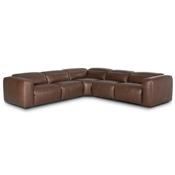 Sofa narozna o harmonijnych proporcjach z agodnym konturem w odcieniu brazu