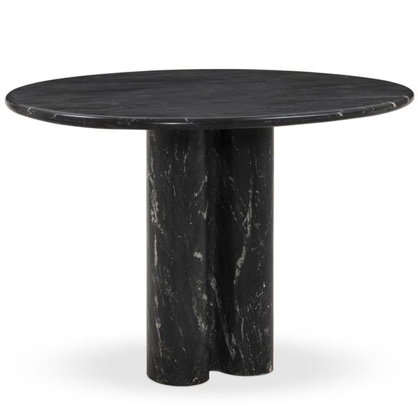 Sto jadalniany o wyrazistej formie z harmonijnym wykonczeniem w odcieniu czerni