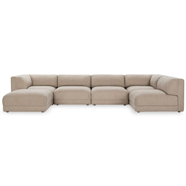 Sofa narozna o ponadczasowym wygladzie z naturalnym charakterem w odcieniu bezu